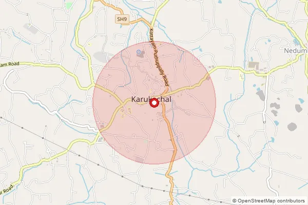 Map showing approximate area covered by Pincode 686540 — Karukachal So, Kottayam