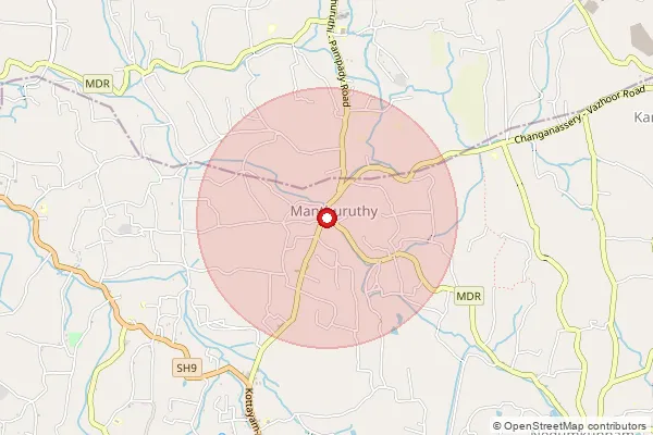 Map showing approximate area covered by Pincode 686542 — Nedumanny Bo, Kottayam
