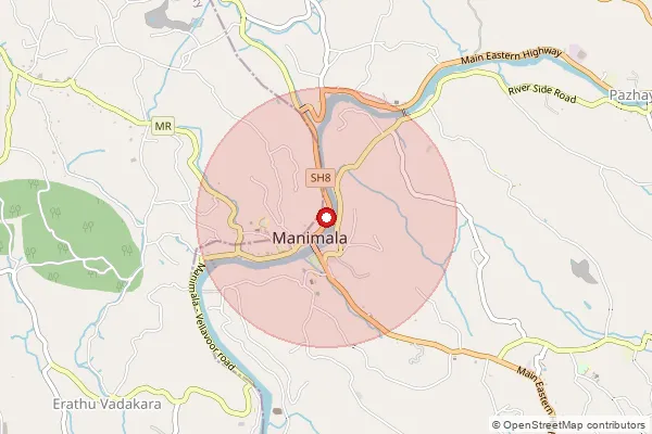 Map showing approximate area covered by Pincode 686543 — Erathuvadakara Bo, Kottayam