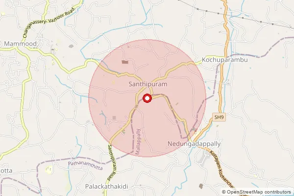 Map showing approximate area covered by Pincode 686545 — Nedungadappally So, Kottayam