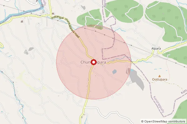 Map showing approximate area covered by Pincode 686547 — Chunkapara So, Pathanamthitta