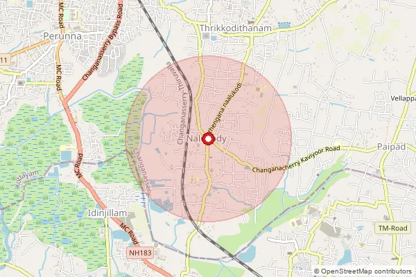 Map showing approximate area covered by Pincode 686548 — Nalukody So, Kottayam