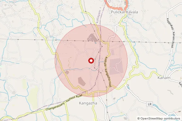 Map showing approximate area covered by Pincode 686555 — Devagiri So, Kottayam