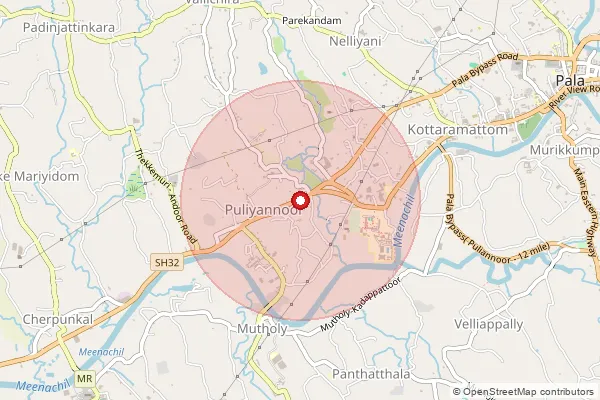 Map showing approximate area covered by Pincode 686573 — Mutholi Bo, Kottayam