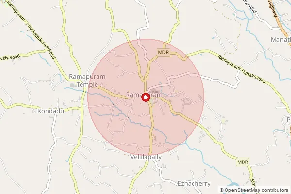 Map showing approximate area covered by Pincode 686576 — Amanakara Bo, Kottayam