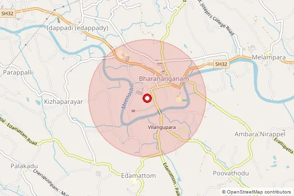 Map showing approximate area covered by Pincode 686578 — Ampara Nirappel Bo, Kottayam