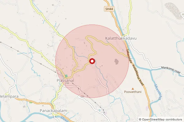 Map showing approximate area covered by Pincode 686579 — Choondacherry Bo, Kottayam