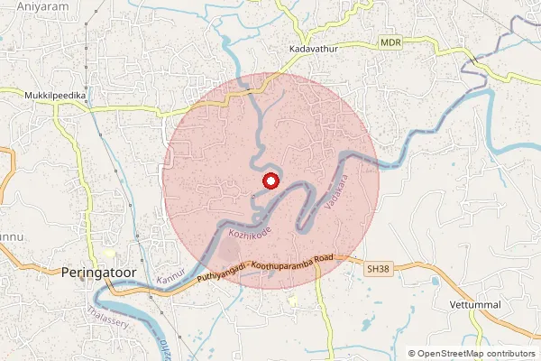Map showing approximate area covered by Pincode 686582 — Cholathadom Bo, Kottayam