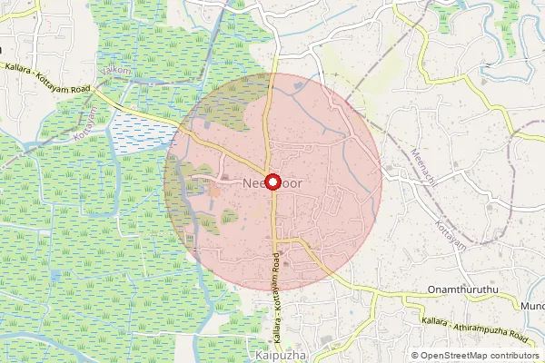 Map showing approximate area covered by Pincode 686601 — Neendoor So, Kottayam
