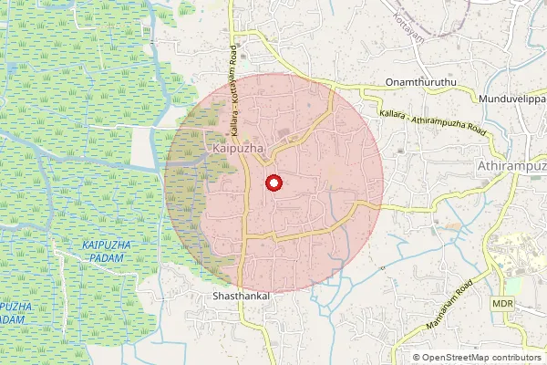 Map showing approximate area covered by Pincode 686602 — Onamthuruthu Bo, Kottayam