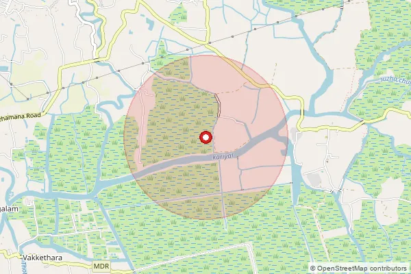 Map showing approximate area covered by Pincode 686603 — Chamakala Bo, Kottayam