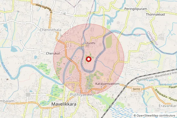 Map showing approximate area covered by Pincode 686604 — Arunoottimangalam Bo, Kottayam