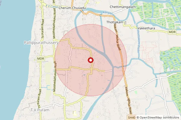 Map showing approximate area covered by Pincode 686606 — Thirumani Venkita Puram So, Kottayam