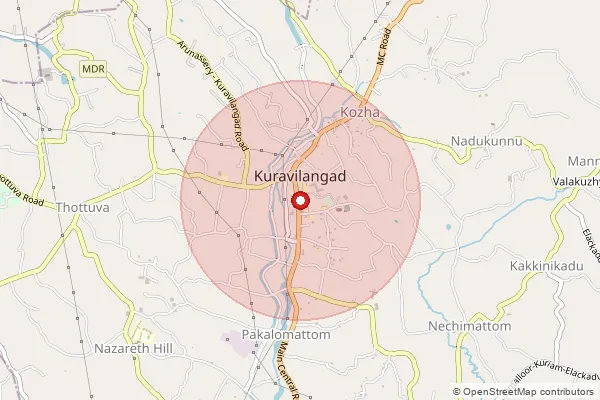 Map showing approximate area covered by Pincode 686633 — Mannackanad Bo, Kottayam