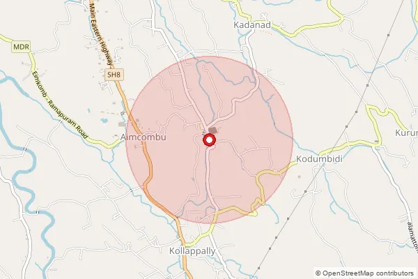 Map showing approximate area covered by Pincode 686653 — Kadanad Meenachil So, Kottayam