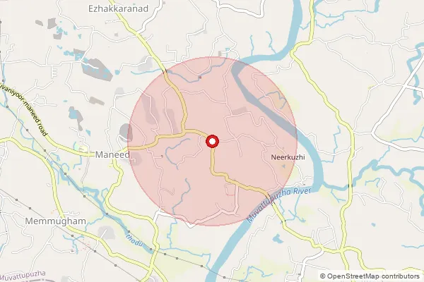 Map showing approximate area covered by Pincode 686664 — Manidu Bo, Ernakulam