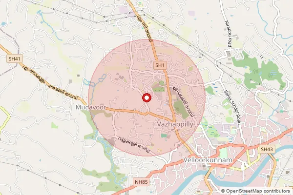 Map showing approximate area covered by Pincode 686669 — Mazhuvannoor Bo, Ernakulam