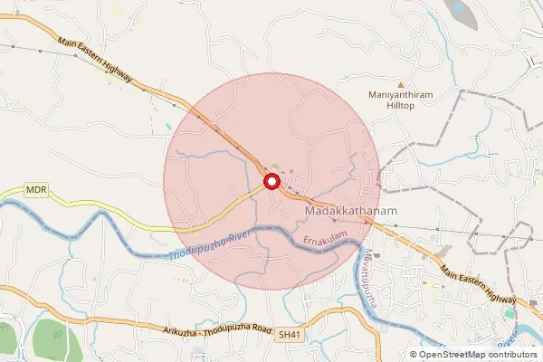 Map showing approximate area covered by Pincode 686670 — Avoly Bo, Ernakulam
