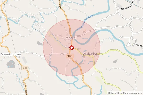 Map showing approximate area covered by Pincode 686672 — Meenkunnam Bo, Ernakulam