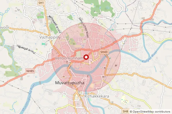 Map showing approximate area covered by Pincode 686673 — Nirmala Bo, Ernakulam