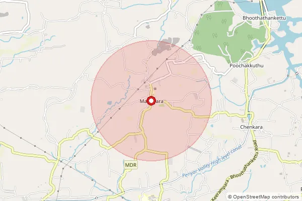 Map showing approximate area covered by Pincode 686681 — Bhoothathankettu Bo, Ernakulam
