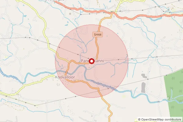 Map showing approximate area covered by Pincode 686693 — Neriamangalam Bo, Ernakulam
