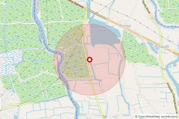 Map showing approximate area covered by Pincode 688009 — Pazhaveedu So, Alappuzha