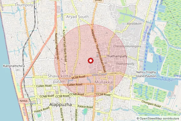 Map showing approximate area covered by Pincode 688013 — Thondankulangara So, Alappuzha