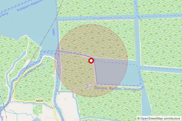 Map showing approximate area covered by Pincode 688501 — Kuttamangalam Bo, Alappuzha