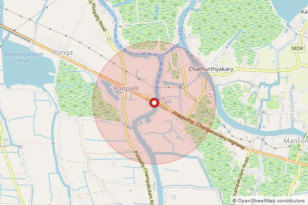 Map showing approximate area covered by Pincode 688503 — Nedumudy Bo, Alappuzha