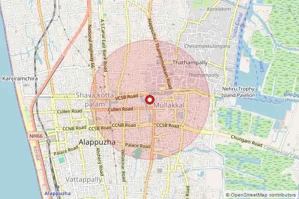 Map showing approximate area covered by Pincode 688522 — Kalavoor So, Alappuzha