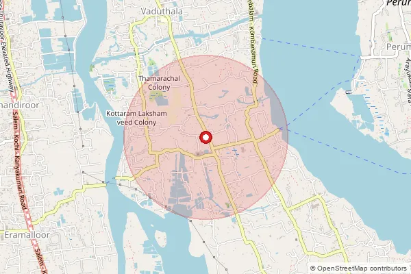 Map showing approximate area covered by Pincode 688526 — Manappuram Bo, Alappuzha