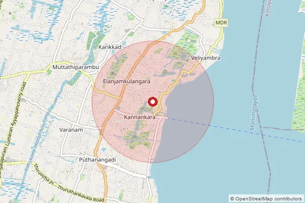 Map showing approximate area covered by Pincode 688527 — Kannankara Bo, Alappuzha