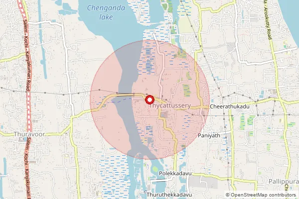 Map showing approximate area covered by Pincode 688528 — Thycattussery So, Alappuzha
