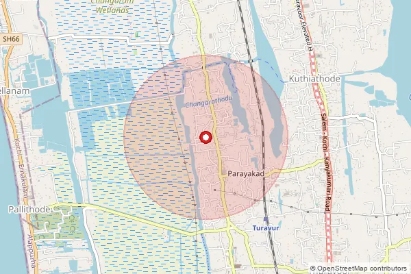 Map showing approximate area covered by Pincode 688533 — Kuthiathode So, Alappuzha