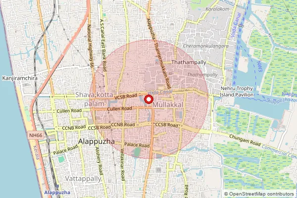 Map showing approximate area covered by Pincode 688534 — Aroor So, Alappuzha