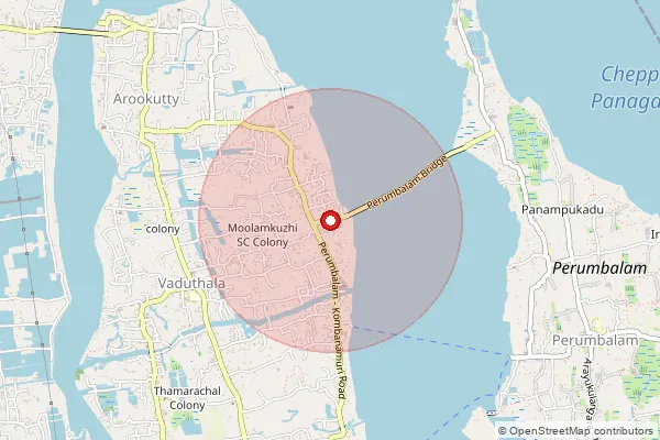 Map showing approximate area covered by Pincode 688535 — Arookutty So, Alappuzha