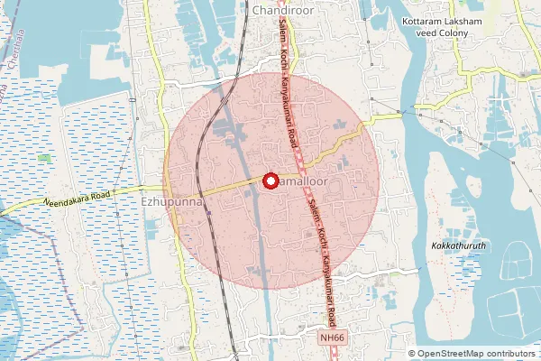 Map showing approximate area covered by Pincode 688537 — Chandiroor Bo, Alappuzha