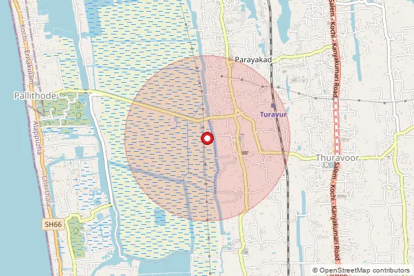 Map showing approximate area covered by Pincode 688540 — Parayakad Bo, Alappuzha
