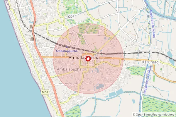 Map showing approximate area covered by Pincode 688561 — Karumady Bo, Alappuzha
