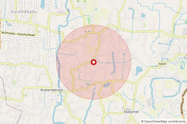 Map showing approximate area covered by Pincode 689101 — Tiruvalla Ho, Pathanamthitta