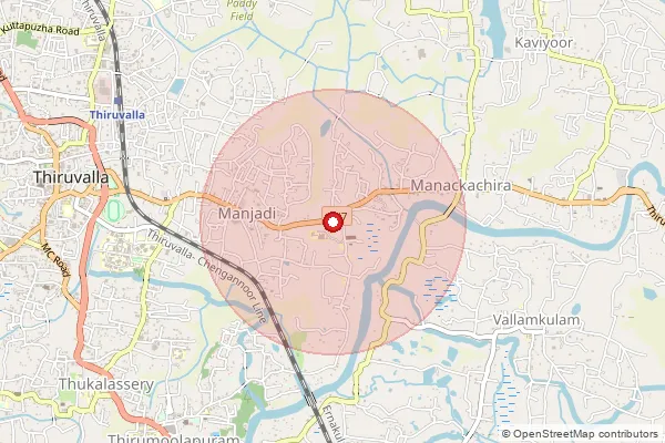 Map showing approximate area covered by Pincode 689105 — Kattode Bo, Pathanamthitta
