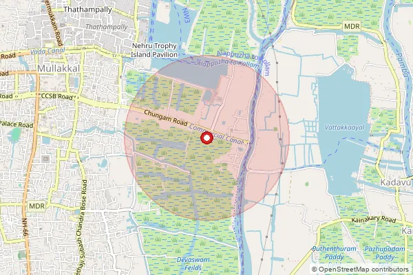 Map showing approximate area covered by Pincode 689108 — Peringara So, Pathanamthitta