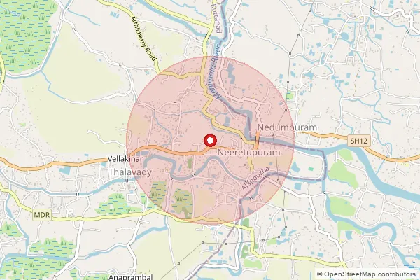 Map showing approximate area covered by Pincode 689112 — Amichikary Bo, Pathanamthitta