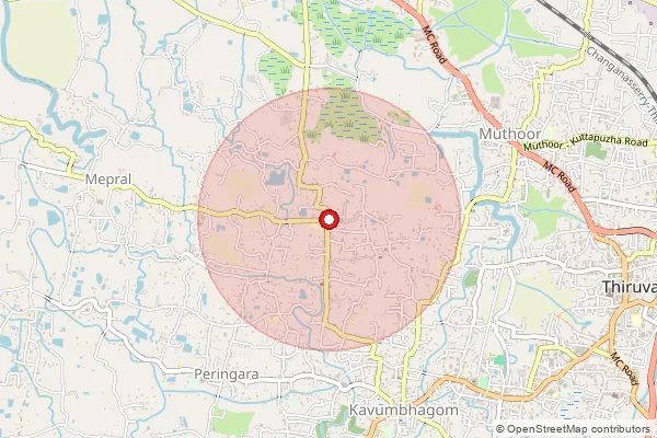 Map showing approximate area covered by Pincode 689113 — Azhiyadathuchira So, Pathanamthitta