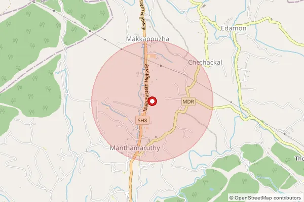 Map showing approximate area covered by Pincode 689115 — Thirumoolapuram So, Pathanamthitta