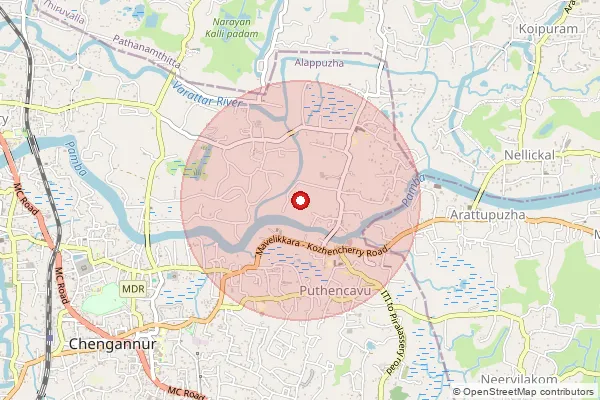 Map showing approximate area covered by Pincode 689123 — Puthencavu So, Alappuzha