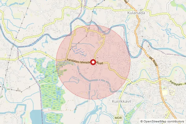 Map showing approximate area covered by Pincode 689501 — Mannam Sugar Mills Bo, Pathanamthitta