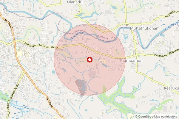 Map showing approximate area covered by Pincode 689502 — Keerukuzhy Bo, Pathanamthitta