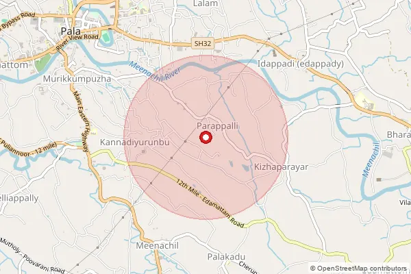 Map showing approximate area covered by Pincode 689507 — Mezhuveli So, Pathanamthitta